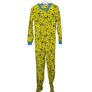 SpongeBob SquarePants Fleece one piece  Footed Pajama x-large JUNIOR sizing